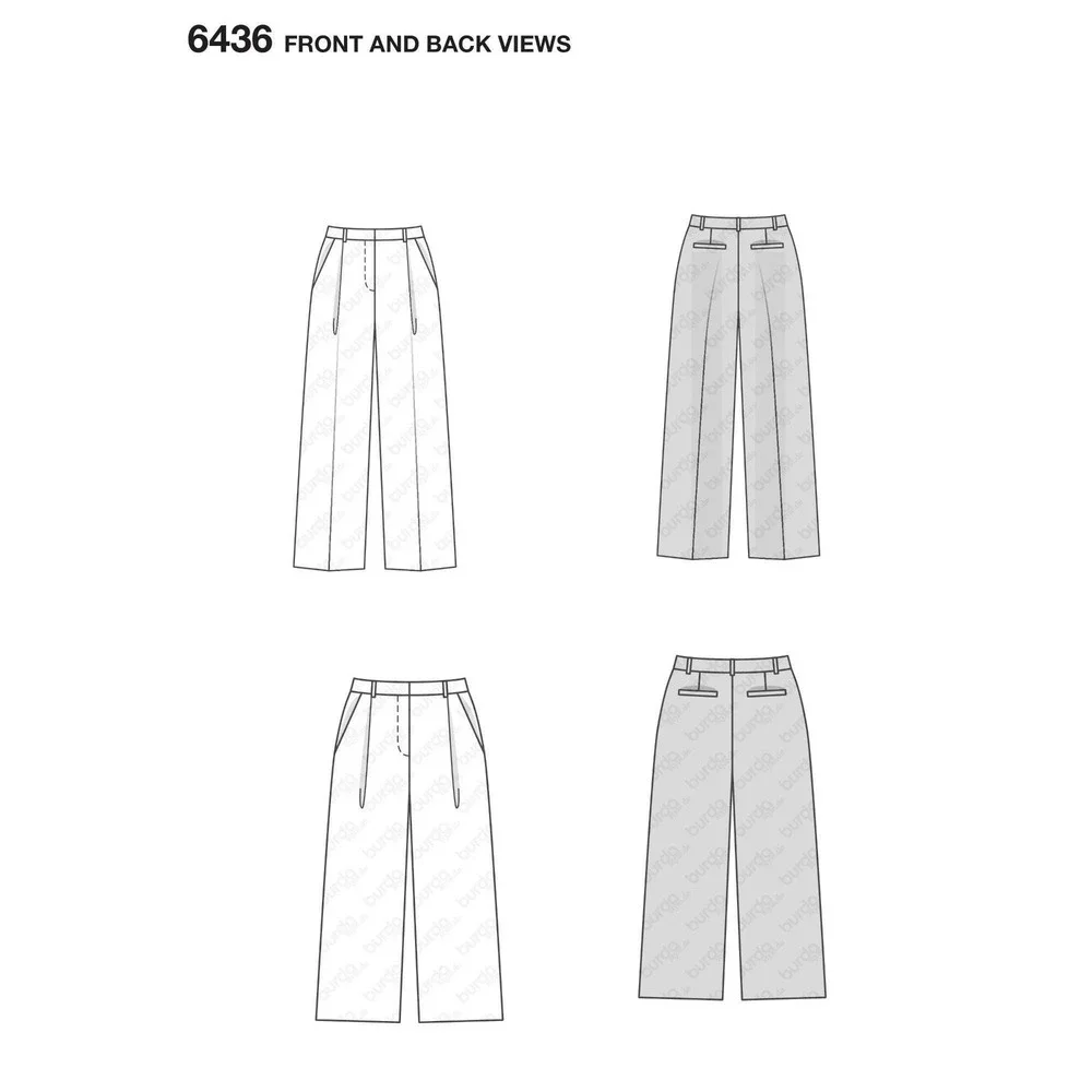 Sewing Pattern Burda‎ Style 6436 Wide Leg Pants Sizes 8-18